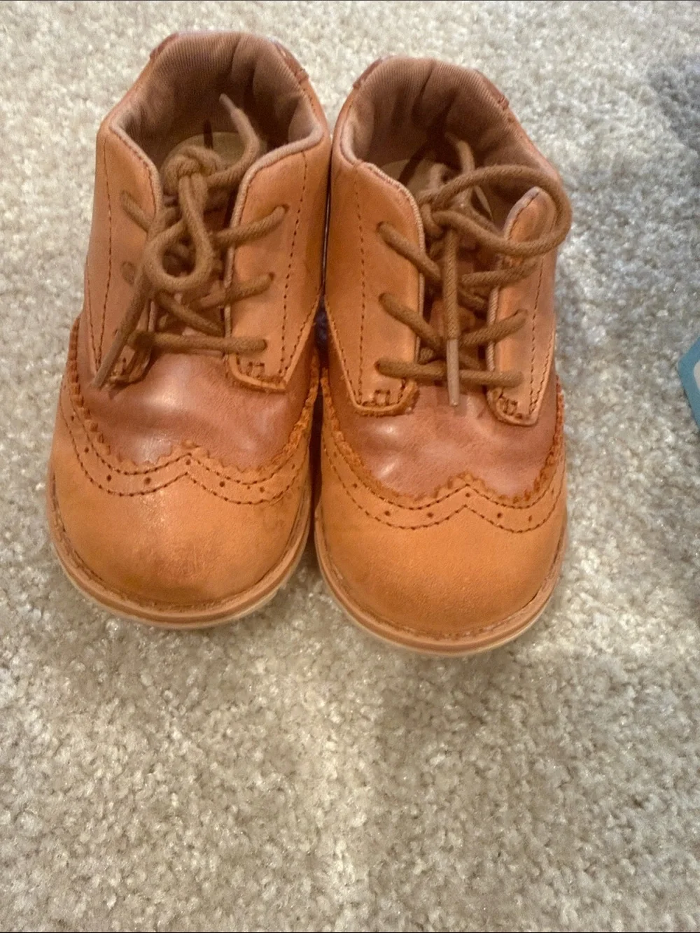 Stride Rite Tan Leather Oxford Derbys with Cream Soles
